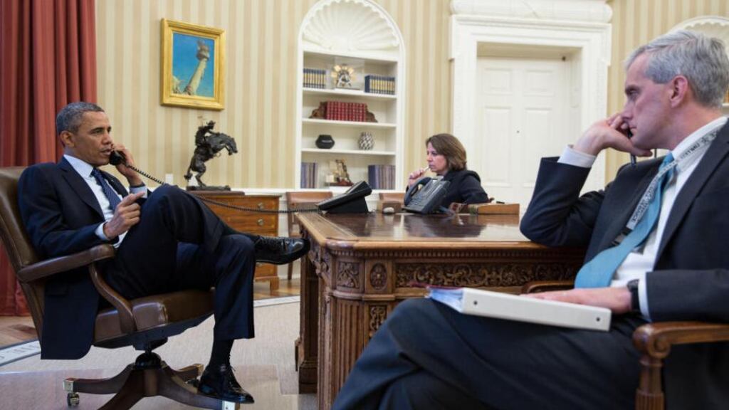 US president Barack Obama being briefed on Boston Marathon explosions. Photograph: @whitehouse photo