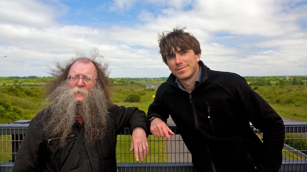 Startlingly hairy: storyteller Eddie Lenihan with Simon Reeve
