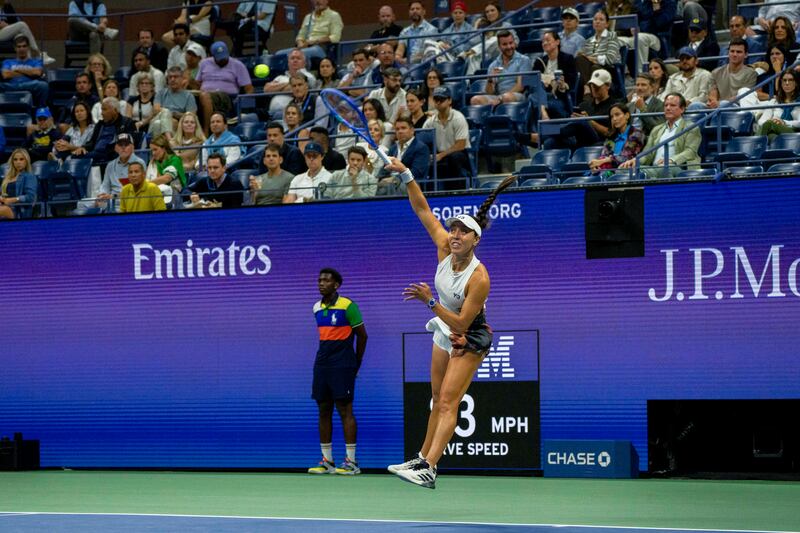 Jessica Pegula in action against Aryna Sabalenka. Photograph: Hiroko Masuike/The New York Times
