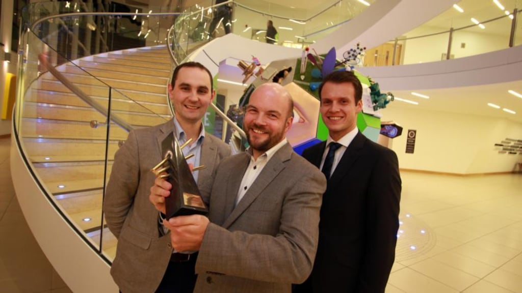 Pictured at the UCD O’Brien Centre for Science are Dr Andrew Keane, Paul Manning and Dr Peter Richardson, co-founders of NovoGrid, the overall winner of the 2014 University College Dublin VentureLaunch Accelerator Programme.
