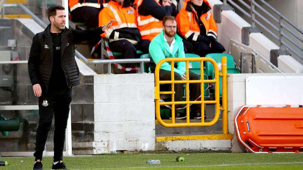 Shamrock Rovers manager Stephen Bradley: Rovers are without Aaron McEneff and Sam Bone, but Seán Kavanagh is fit to start again. Photograph: Ryan Byrne