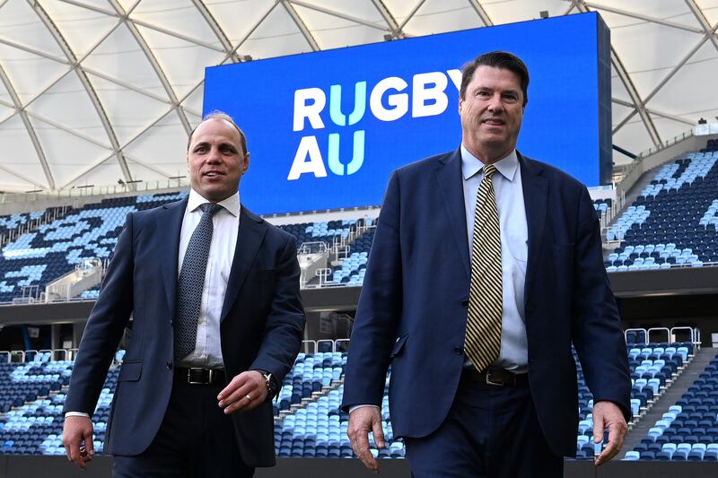 Phil Waugh (left) and Hamish McLennan know what it takes to revive Australian rugby. Photograph: Saeed Khan/AFP via Getty Images