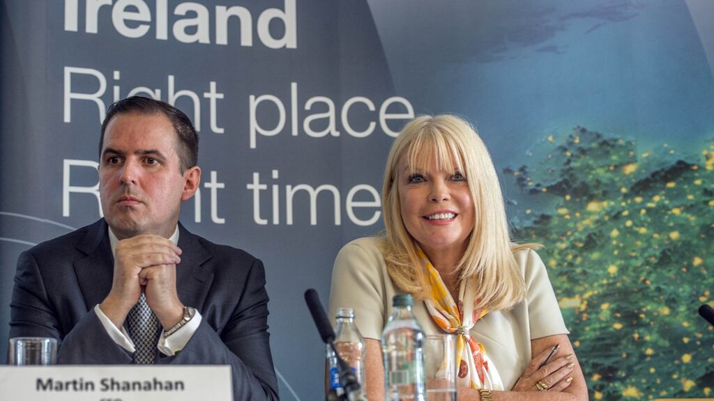 Martin Shanahan CEO IDA Ireland (left) with Minister for Jobs, Enterprise and Innovation, Mary Mitchell O’Connor. Regardless of recent criticism of her performance, “questions have been raised as to whether or not she is being held to a different set of standards than her male colleagues”. Photograph: Brenda Fitzsimons