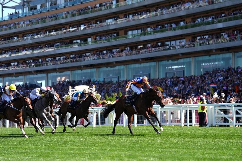 True Love ridden by Ryan Moore on their way to winning the Queen Mary Stakes on day two of Royal Ascot. Photograph: John Walton/PA Wire