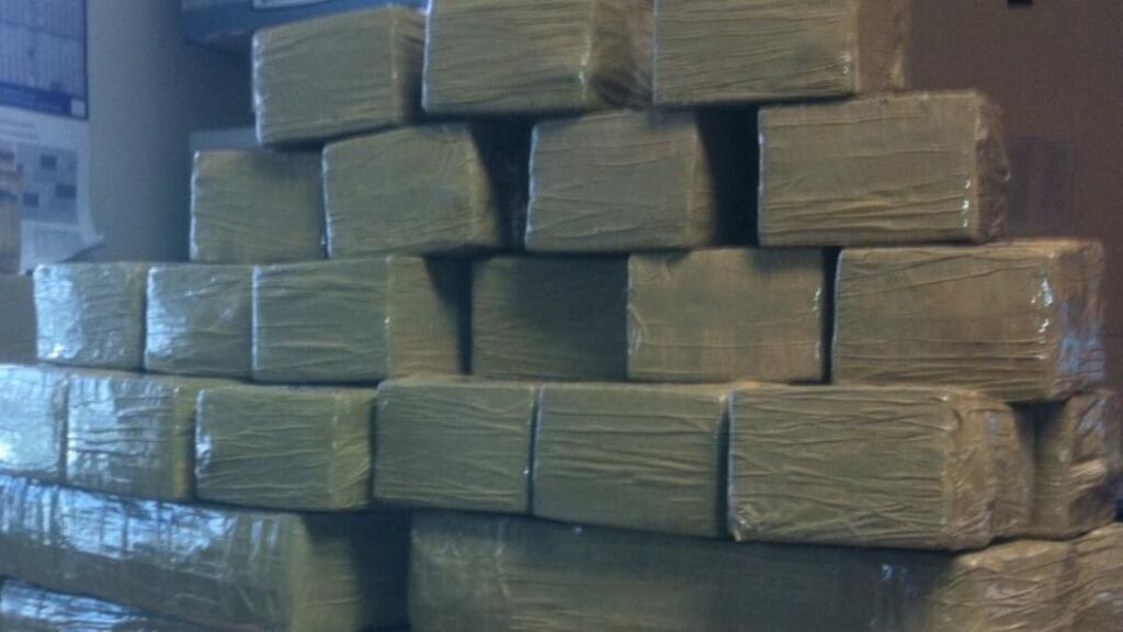 Cannabis resin worth an estimated ¤570,000 was discovered at a house in west Dublin this morning. Photograph: An Garda Síochána