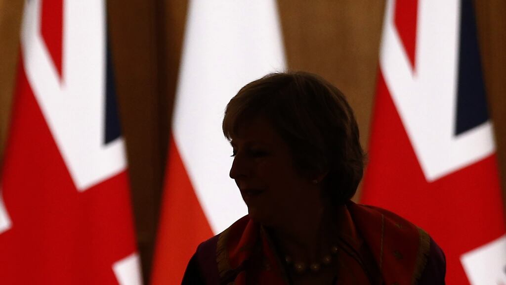 British prime minister Theresa May. The CSO report, entitled Brexit: Ireland and UK in numbers, will be released next month. Photograph: Peter Nicholls/AFP/Getty Images