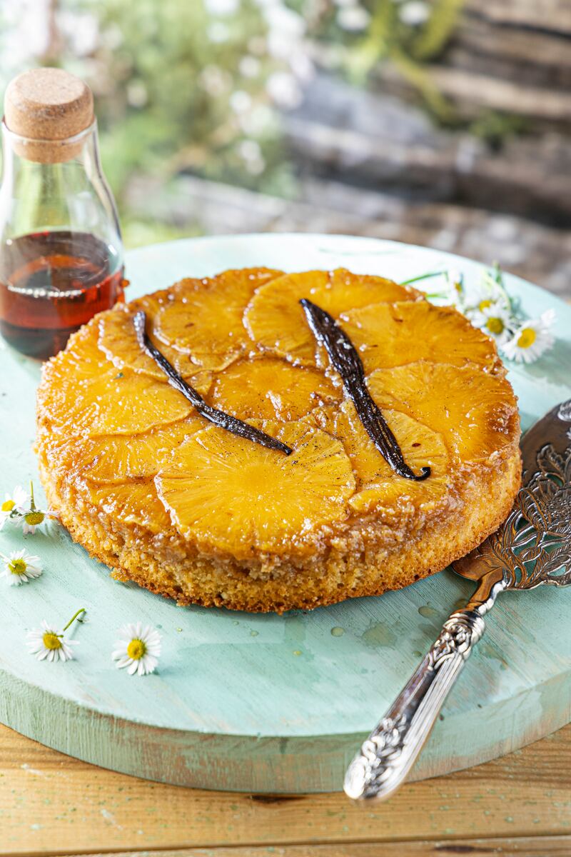 Pineapple coconut upside-down cake. Photograph: Harry Weir Photography