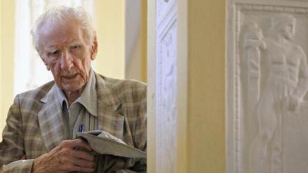 Hungarian Laszlo Csatary, suspected of war crimes against Jews during Word War Two, is pictured in Budapest last year. He died at the weekend, aged 98.  Photograph: Reuters/Laszlo Balogh.