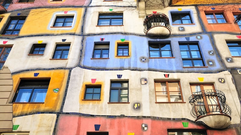 The Hundertwasser House (Hundertwasserhaus) is an apartment house in Vienna, Austria, built after the idea and concept of Austrian artist Friedensreich Hundertwasser with architect Joseph Krawina as a co-author. Photograph: Getty Images