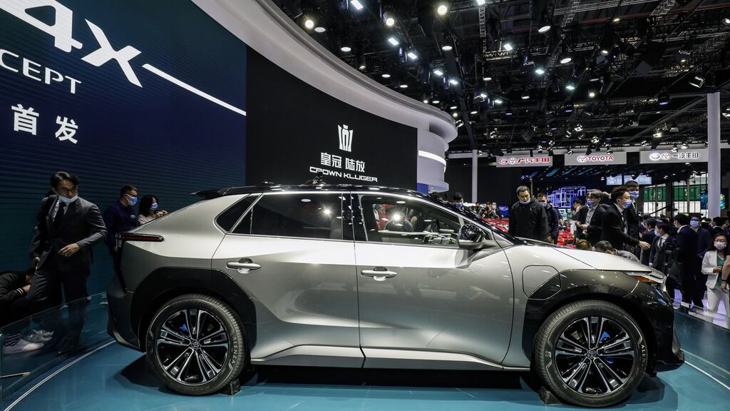“Beyond Zero” bZ4X electric sport utility vehicle (SUV) at the Auto Shanghai 2021 show in Shanghai, China, on Monday, April 19, 2021.  Photograph: Qilai Shen/Bloomberg
