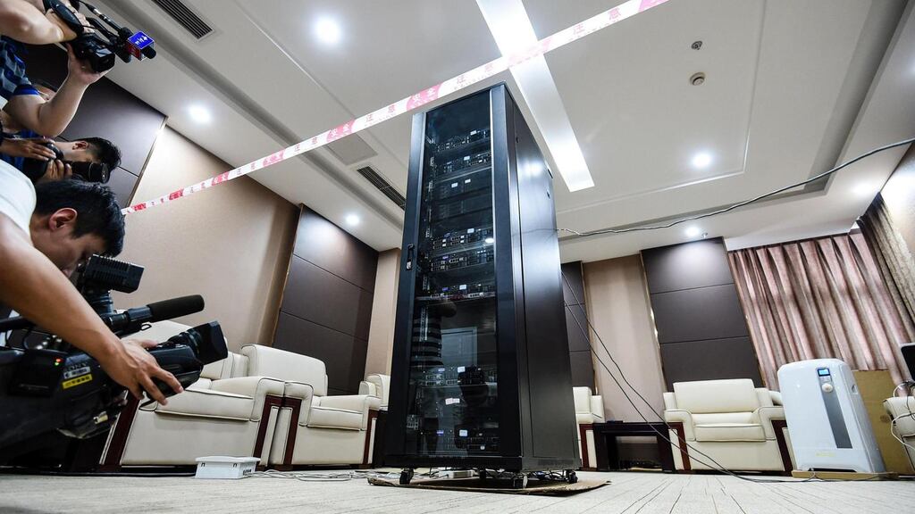 An artificial intelligence machine named AI-Maths in Chengdu, China, which finished the maths portion of China’s annual university entrance exam faster than young students. However, it grade was no better than the average human. Photo: AFP