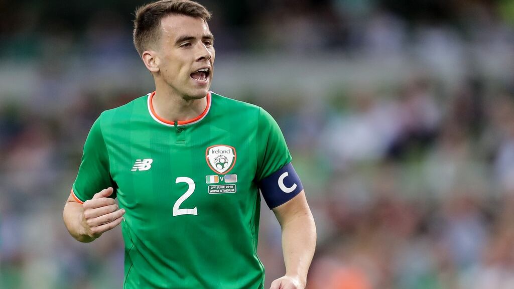 Seamus Coleman in action for Ireland against the USA. ‘The national team needs more players in the Premier League and Championship.’ Photograph: Laszlo Geczo/Inpho