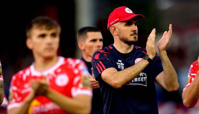 UEFA Champions League First Qualifying Round First Leg, Tolka Park, Dublin 9/7/2025
Shelbourne vs Linfield
Shels’ head coach Joey O'Brien celebrates after the game
Mandatory Credit ©INPHO/Ryan Byrne