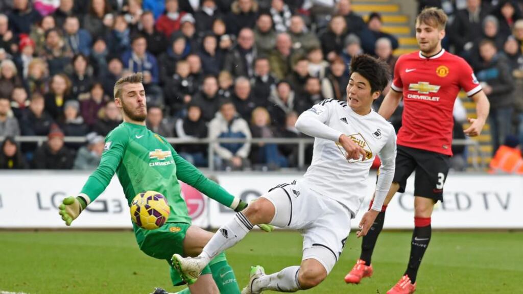 Manchester United goalkeeper David de Gea has dismissed speculation he has fallen out with manager Louis van Gaal. Photograph: Rebecca Naden/Reuters/Livepic