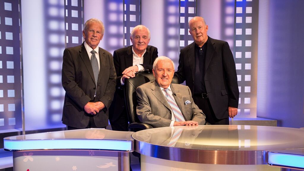 RTÉ’s famous foursome - John Giles, Eamon Dunphy, Bill O’Herhily and Liam Brady. Photograph: Inpho