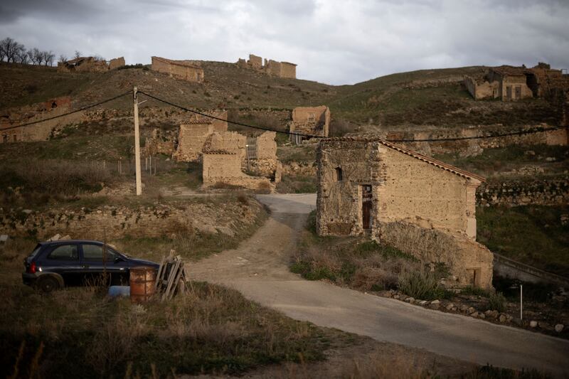 Abandoned houses in the Spanish village of Burbaguena, near Teruel. Photograph: Josep Lago/AFP