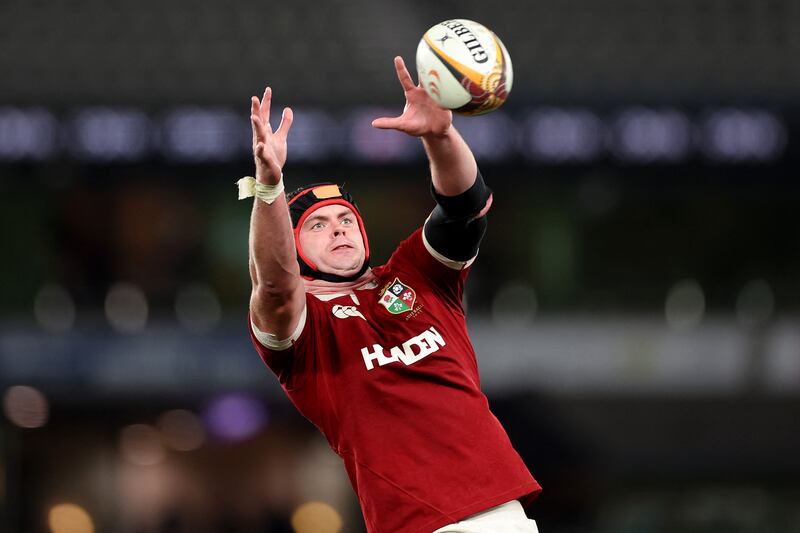 James Ryan catches the ball at a lineout during the Lions' tour match against the First Nations and Pasifika XV at Marvel Stadium in Melbourne. Photograph: Martin Keep/AFP via Getty Images