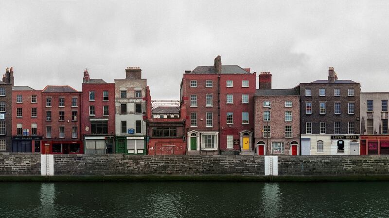 Detail from Dublin’s north quay in 1991, stitched from six medium format negatives in 2014 by David Jazay, from his series Dublin Before the Tiger