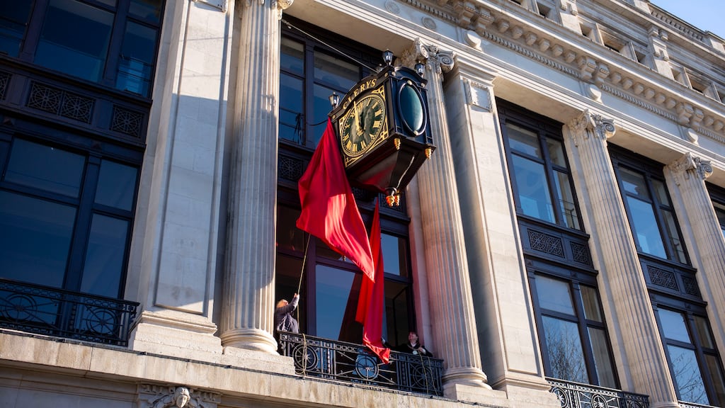 Horologist Philip Stokes, who restored the Clerys clock, at the unveiling on O'Connell Street, Dublin on Tuesday. Photograph: John Ohle