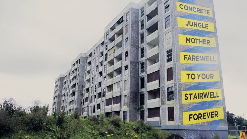Maser mural on one of the former towers in Ballymun