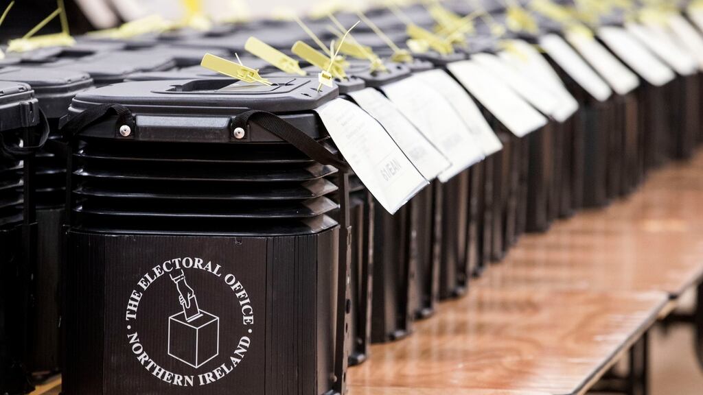 The first results from Northern Ireland’s 18 constituencies are expected to start coming through from shortly after 1am. Photograph: Liam McBurney/PA Wire