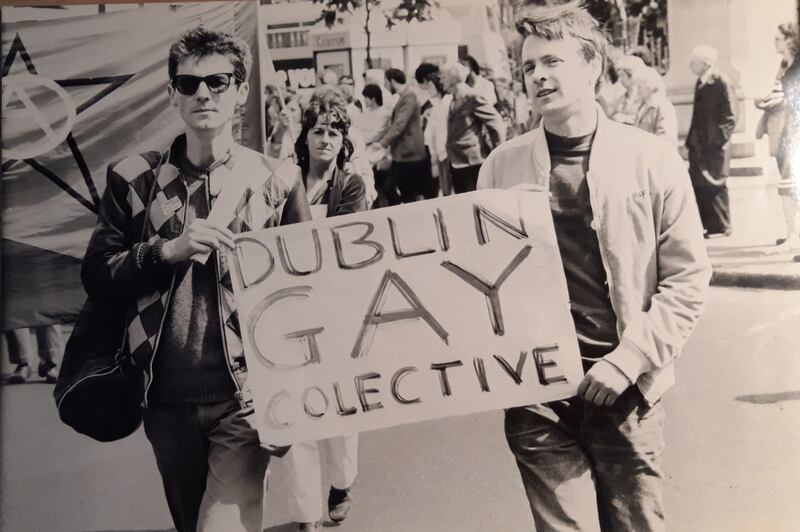 Dublin Gay Collective at a demonstration against the 8th amendment, 1982. Photograph: Cathal Kerrigan