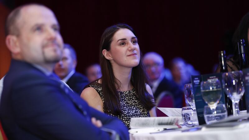 Awards judges Barry Lunn, entrepreneur and FoodCloud Co-Founder, Iseult Ward at the Irish Times Innovation Awards 2018. Photo: Conor McCabe.