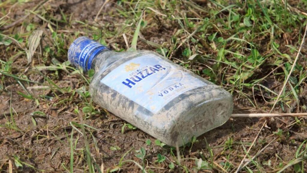An empty vodka bottle at a gig in Dublin