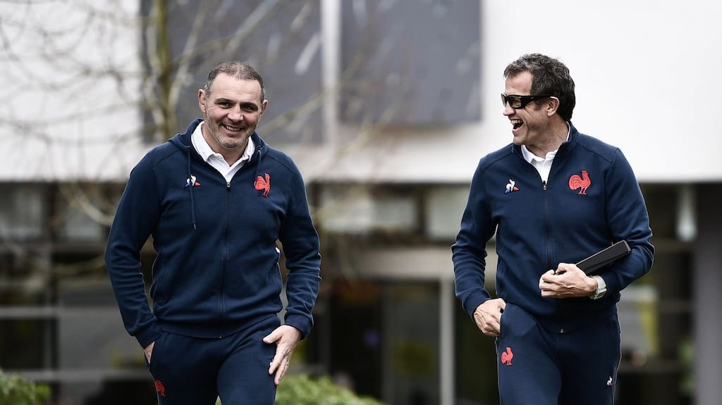 France head coach Fabien Galthie (R) and general manager Raphael Ibanez have an impressive crop of players at their disposal. Photo: Anne-Christine Poujoulat/AFP via Getty Images