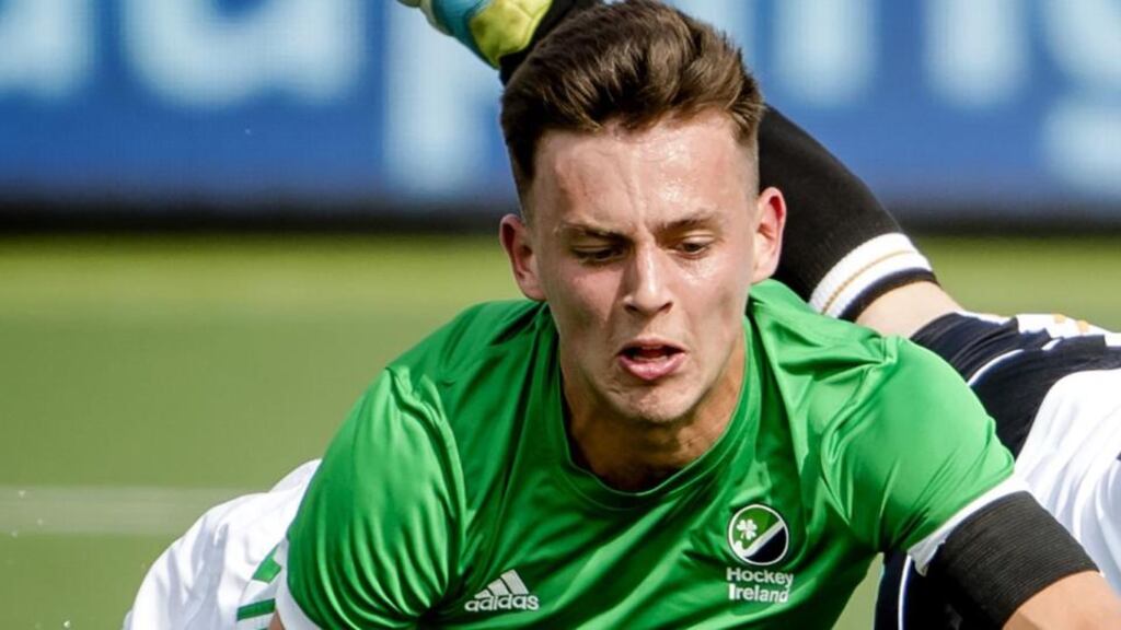 Matthew Nelson gave Ireland a 1-0 half-time lead against England in the  Rabo EuroHockey Championships  in Amsterdam. Photograph:  Sander Koning/AFP/Getty Images