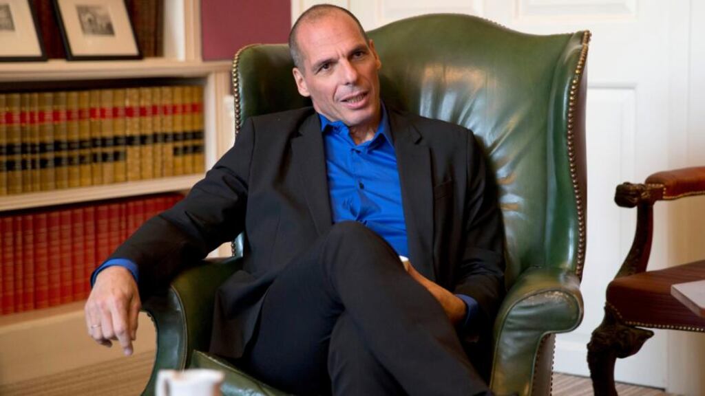 Meetings of European finance ministers are usually as exciting as a double physics class held on Lough Derg during a penance weekend. Yanis Varoufakis, Greece’s finance minister. Photographer: Matt Dunham/Bloomberg