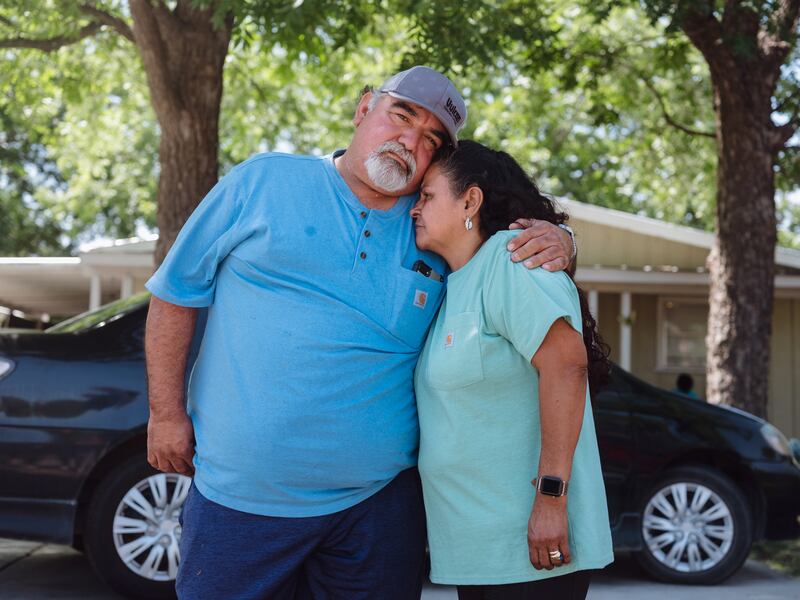 Amelia and Leonard Sandoval, whose grandson was killed in Tuesday’s shooting at Robb Elementary School.