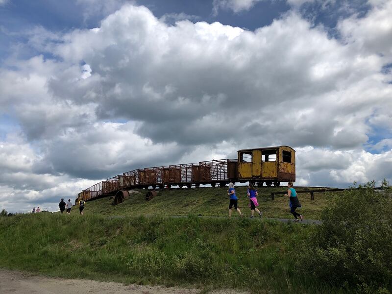 Mary’s runners enjoy a Sunday running adventure in Lough Boora parklands, Offaly.