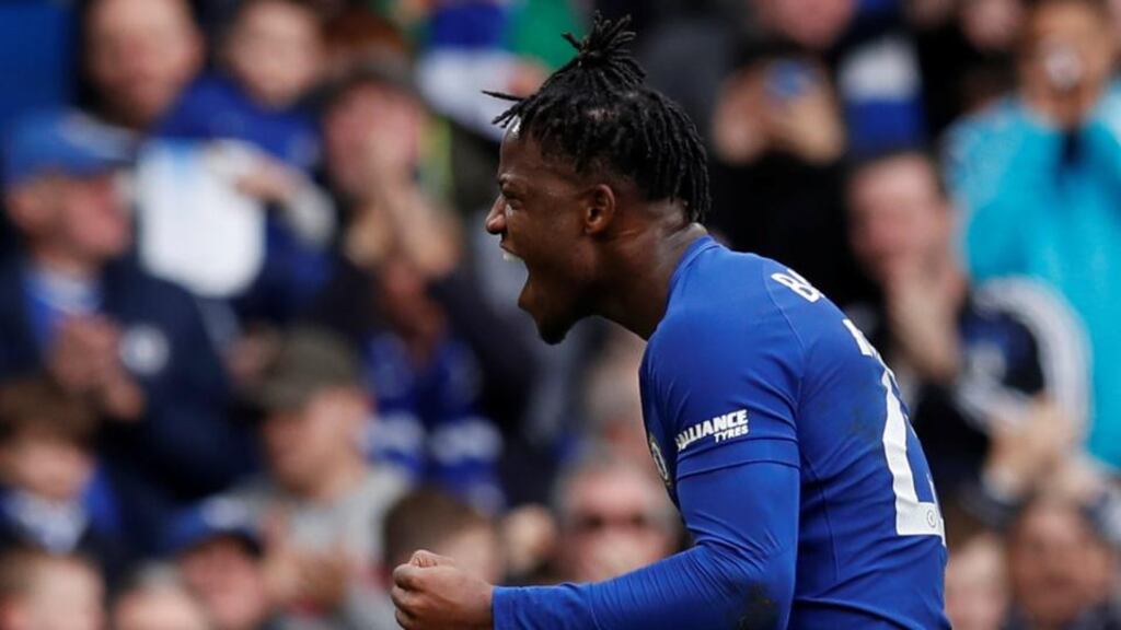 Michy Batshuayi scored a brace as Chelsea beat Newcastle 3-0 at Stamford Bridge. Photograph: Eddie Keogh/Reuters