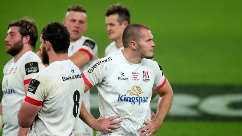 A dejected Jacob Stockdale after Ulster’s defeat to Leinster. Photograph: James Crombie/Inpho