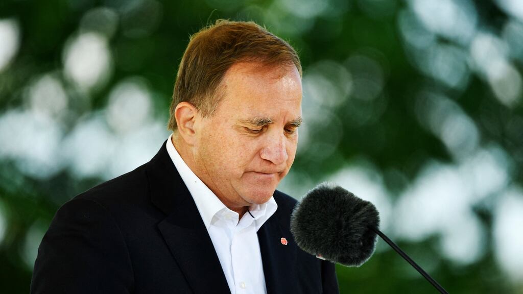 Sweden’s prime minister Stefan Lofven announcing his intention to resign in November ahead of a general election in 2022.  Photograph: Henrik Montgomery/AFP/ via Getty Images
