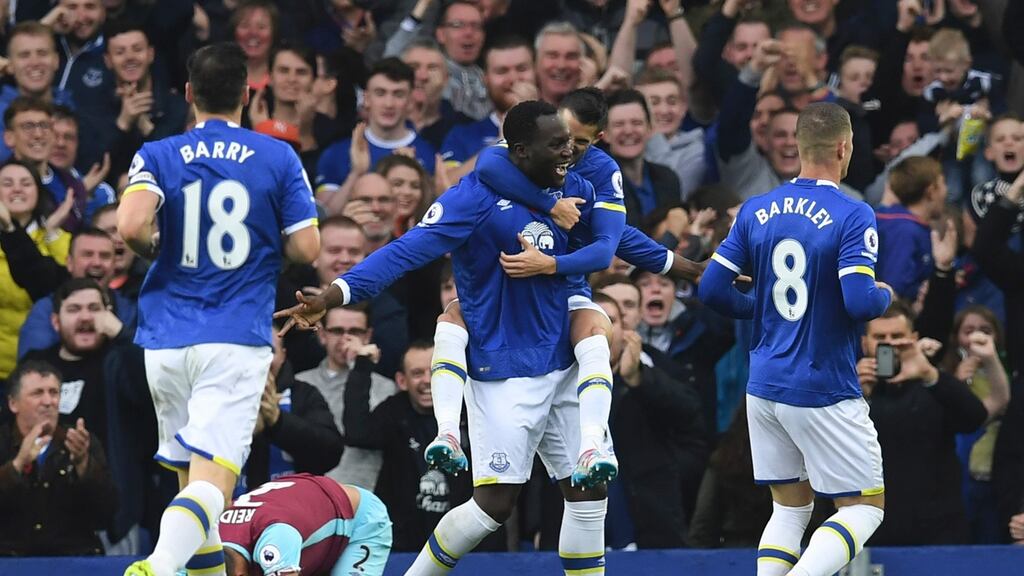 Romelu Lukaku opened the scoring for Everton against West Ham. Photograph: Afp