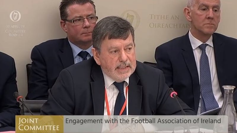 FAI president Donal Conway giving evidence at the Joint Committee on Transport, Tourism and Sport. Photograph: PA