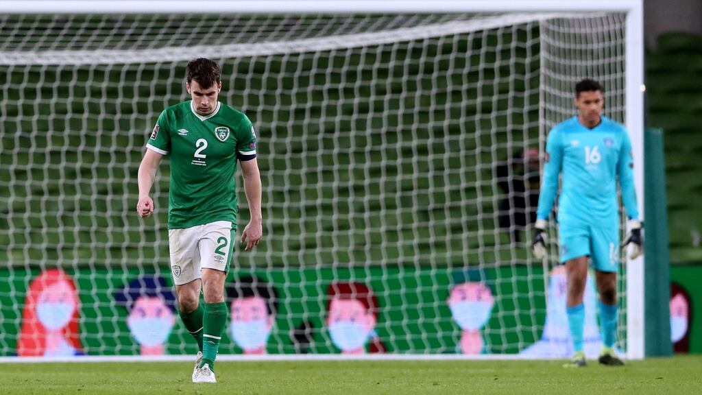 Republic of Ireland’s Séamus Coleman after Luxembourg’s Gerson Rodrigues scored the winner. Photo: Brian Lawless/PA Wire