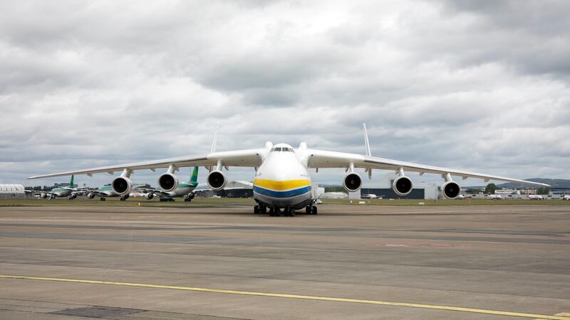 The world’s largest aircraft touches down at Shannon Airport with PPE equipment. Photograph: Arthur Ellis