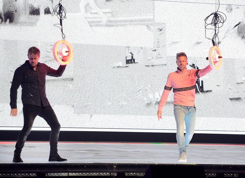 Kian Egan and Nicky Byrne rehearse. Photograph: Arthur Allison/Pacemaker
