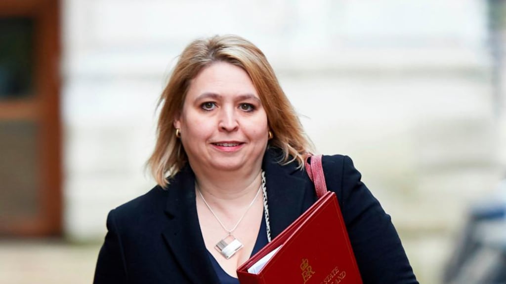 Karen Bradley has faced criticism for not taking action to release money for victims amid the powersharing impasse at Stormont.Photograph: NIKLAS HALLE’N/AFP/Getty Images