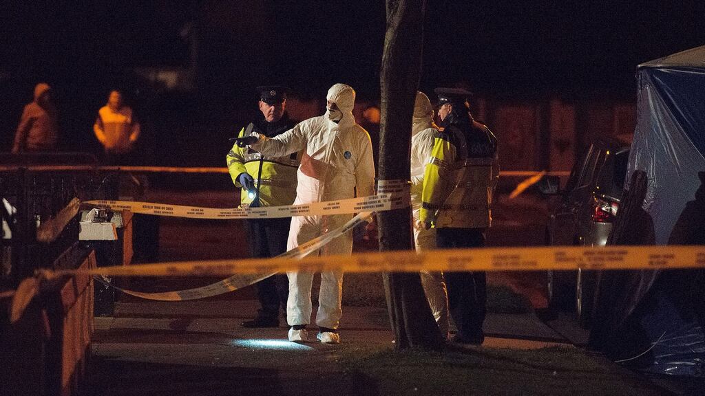 The scene on St Ronan’s Drive in west Dublin last Thursday following the murder of Noel Kirwan. Photograph: Dave Meehan
