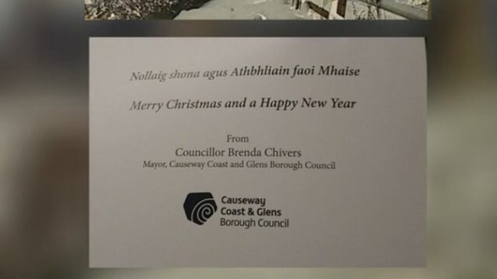 Mayor Brenda Chivers’ Christmas card. Photograph: Causeway Coast Community