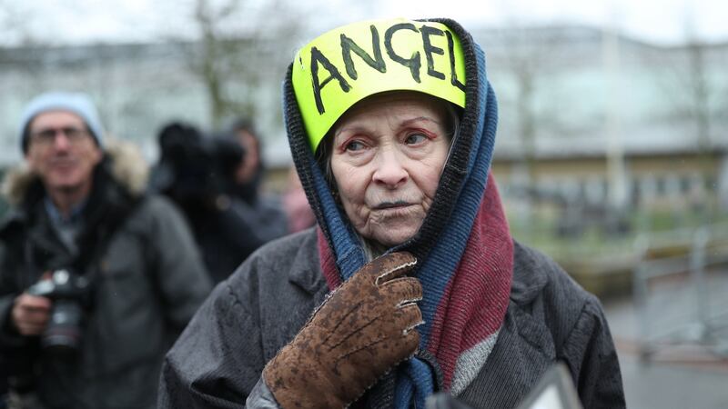 Fashion designer Vivienne Westwood arrives at Woolwich crown court in London ahead of the opening of his extradition hearing on Monday. Photograph: : Yui Mok/PA Wire