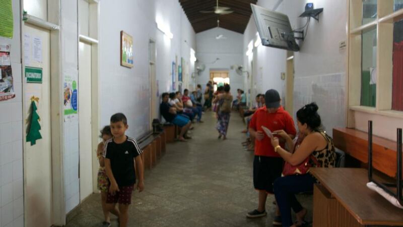 Patients wait for their consultations in the hallways of the maternity ward in Asunción. Paraguay has the second highest levels of pre-eclampsia in South America. Photograph: Kait Bolongaro