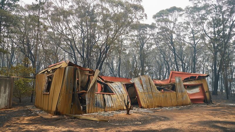 A burnt out structure is pictured in Wingello on Sunday. Photograph: Brett Hemmings/Getty Images