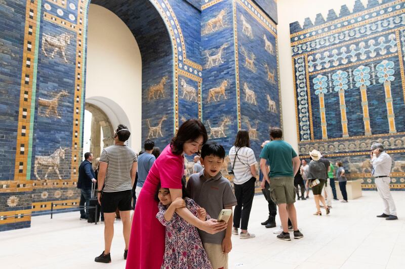 Visitors at The Ishtar Gate of Babylon at the Pergamon Museum in Berlin. Photograph: maja Hitij/Gettty