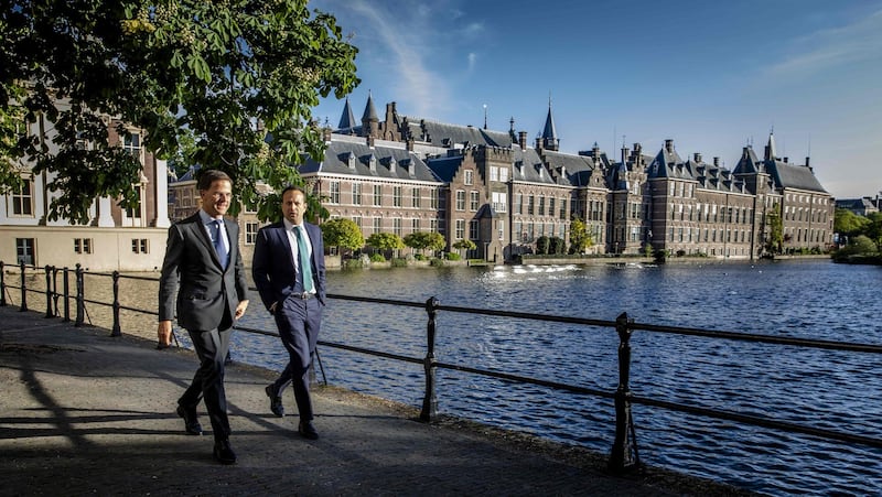 Plane talking: Dutch Prime Minister Mark Rutte and Taoiseach Leo Varadkar. Photograph: Bart Maat/AFP/Getty Images