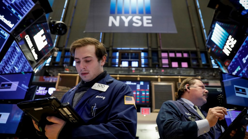 Wall Street stocks were mixed in a volatile session. Photograph: Brendan McDermid/Reuters